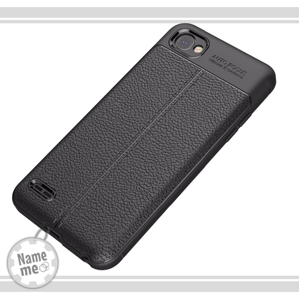 כיסוי לטלפון  LG Q6   בצבע שחור ובטקסטורה של עור